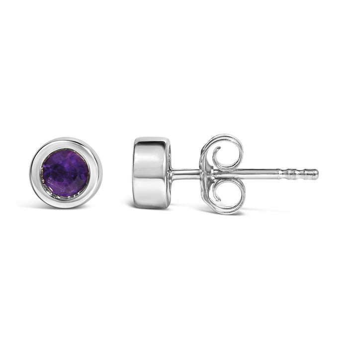 Bezel-Set 3.5mm Created Gemstone Solitaire Stud Earrings in Sterling Silver, photo 13