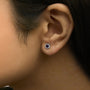 Bezel-Set 3.5mm Created Gemstone Solitaire Stud Earrings in Sterling Silver, photo 9
