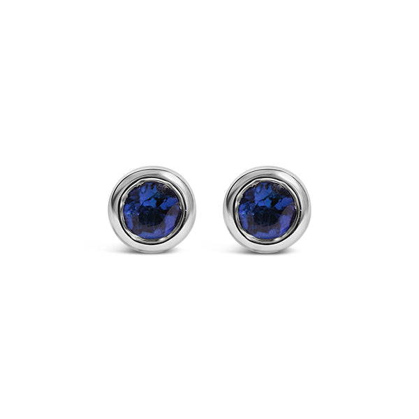 Bezel-Set 3.5mm Created Gemstone Solitaire Stud Earrings in Sterling Silver, photo 2