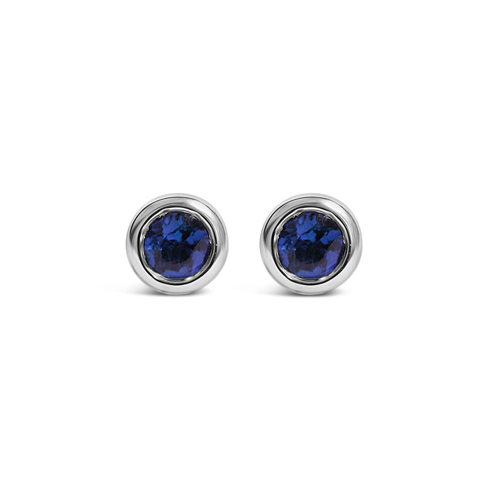 Bezel-Set 3.5mm Created Gemstone Solitaire Stud Earrings in Sterling Silver, photo 2