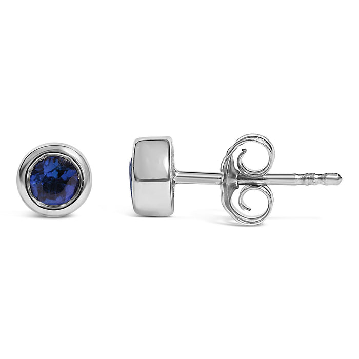 Bezel-Set 3.5mm Created Gemstone Solitaire Stud Earrings in Sterling Silver, photo 14