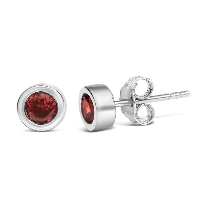 Bezel-Set 3.5mm Created Gemstone Solitaire Stud Earrings in Sterling Silver, photo 7