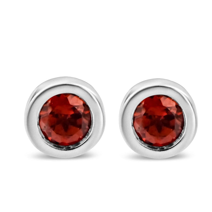 Bezel-Set 3.5mm Created Gemstone Solitaire Stud Earrings in Sterling Silver, photo 4