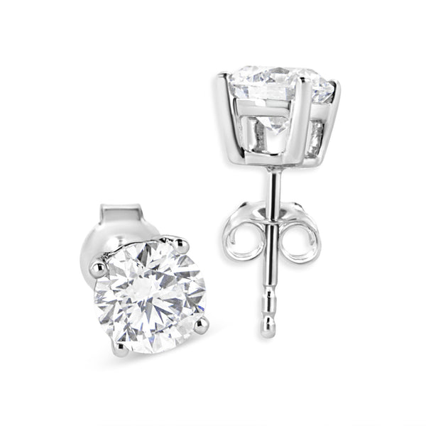 1 3/4 Ct. T.W. Lab-Grown Round Brilliant Diamond Solitaire Stud Earrings in 14K White Gold, photo 2