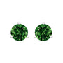 Aretes de botón solitarios con engaste martini de 3 garras y diamantes verdes cultivados en laboratorio en oro de 14K, foto 2