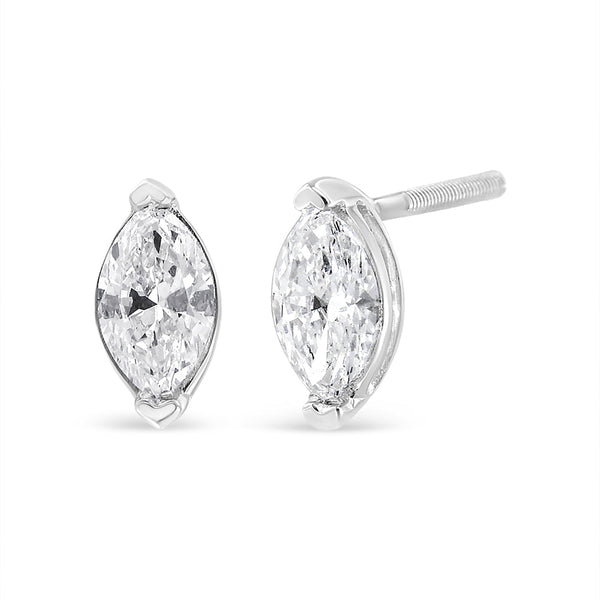 4/5 Ct. T.W. Marquise Lab-Grown Diamond Solitaire Stud Earrings in 14K White Gold, photo 1