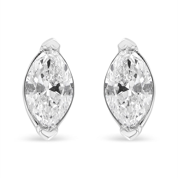 4/5 Ct. T.W. Marquise Lab-Grown Diamond Solitaire Stud Earrings in 14K White Gold, photo 2