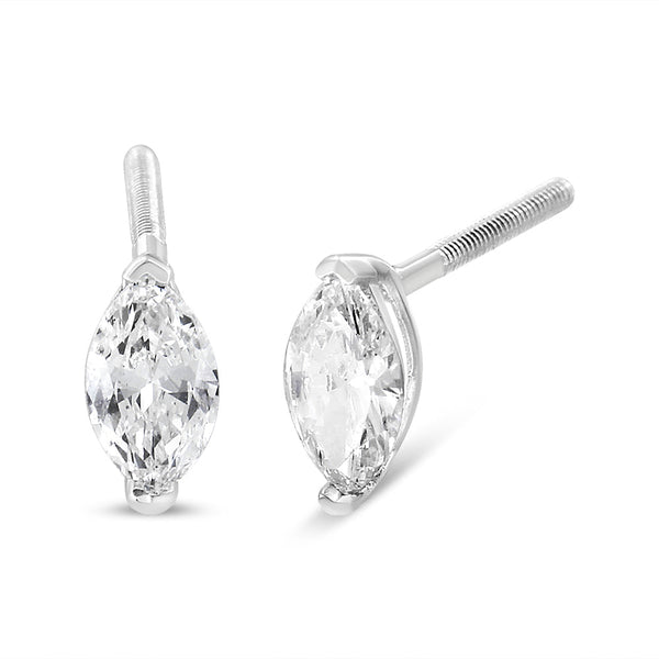 1/2 Ct. T.W. 2 Prong-Set Marquise Solitaire Lab-Grown Diamond Stud Earrings in 14K White Gold, photo 1