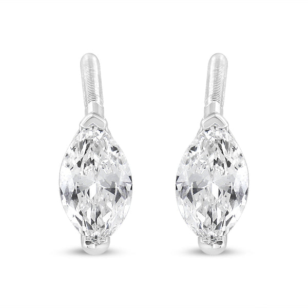 1/2 Ct. T.W. 2 Prong-Set Marquise Solitaire Lab-Grown Diamond Stud Earrings in 14K White Gold, photo 2