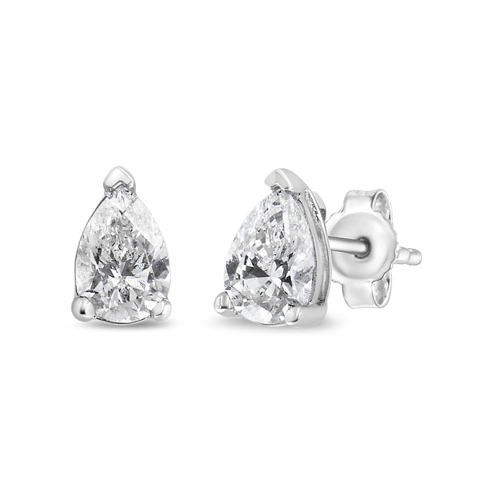 Pear Shape Solitaire Lab-Grown Diamond Stud Earrings in 14K White Gold, photo 3