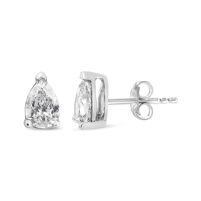 Pear Shape Solitaire Lab-Grown Diamond Stud Earrings in 14K White Gold, photo 11