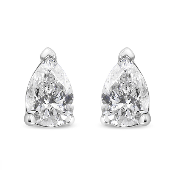 Pear Shape Solitaire Lab-Grown Diamond Stud Earrings in 14K White Gold, photo 7