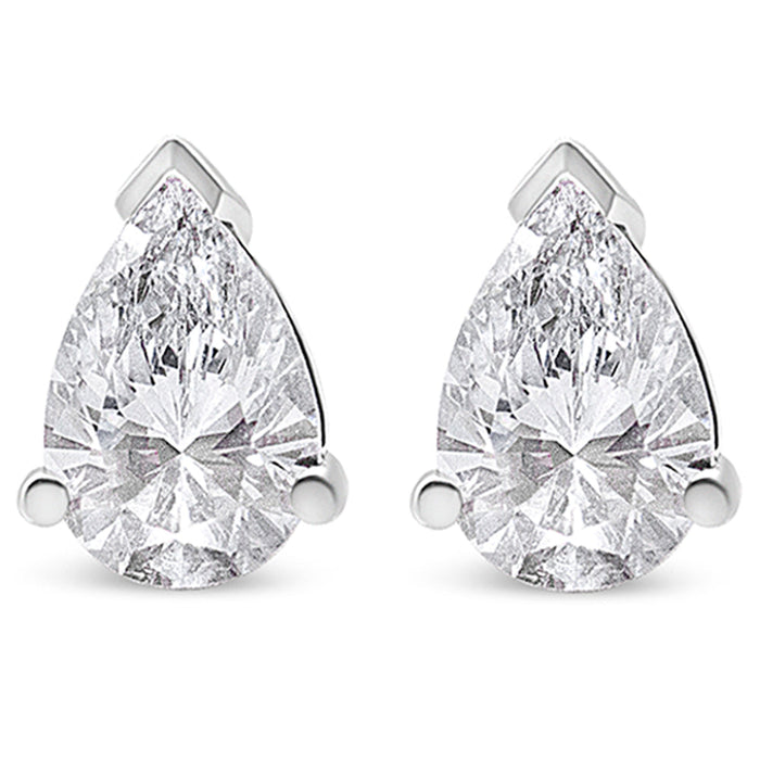 Pear Shape Solitaire Lab-Grown Diamond Stud Earrings in 14K White Gold, photo 6