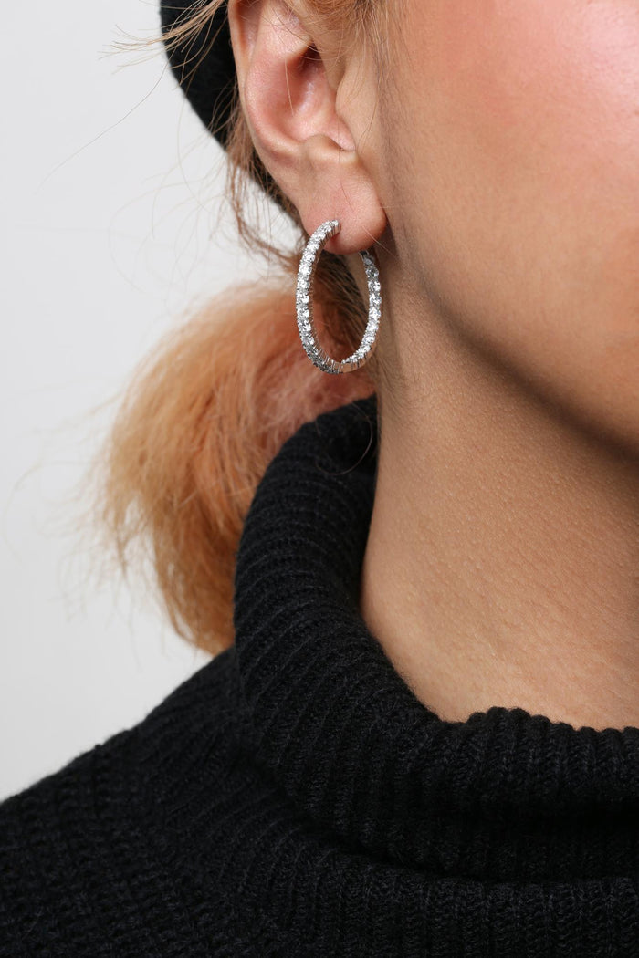 5 Ct. T.W. 50-Stone Lab-Grown Diamond Inside Out Hoop Earrings in 14K White Gold, photo 3