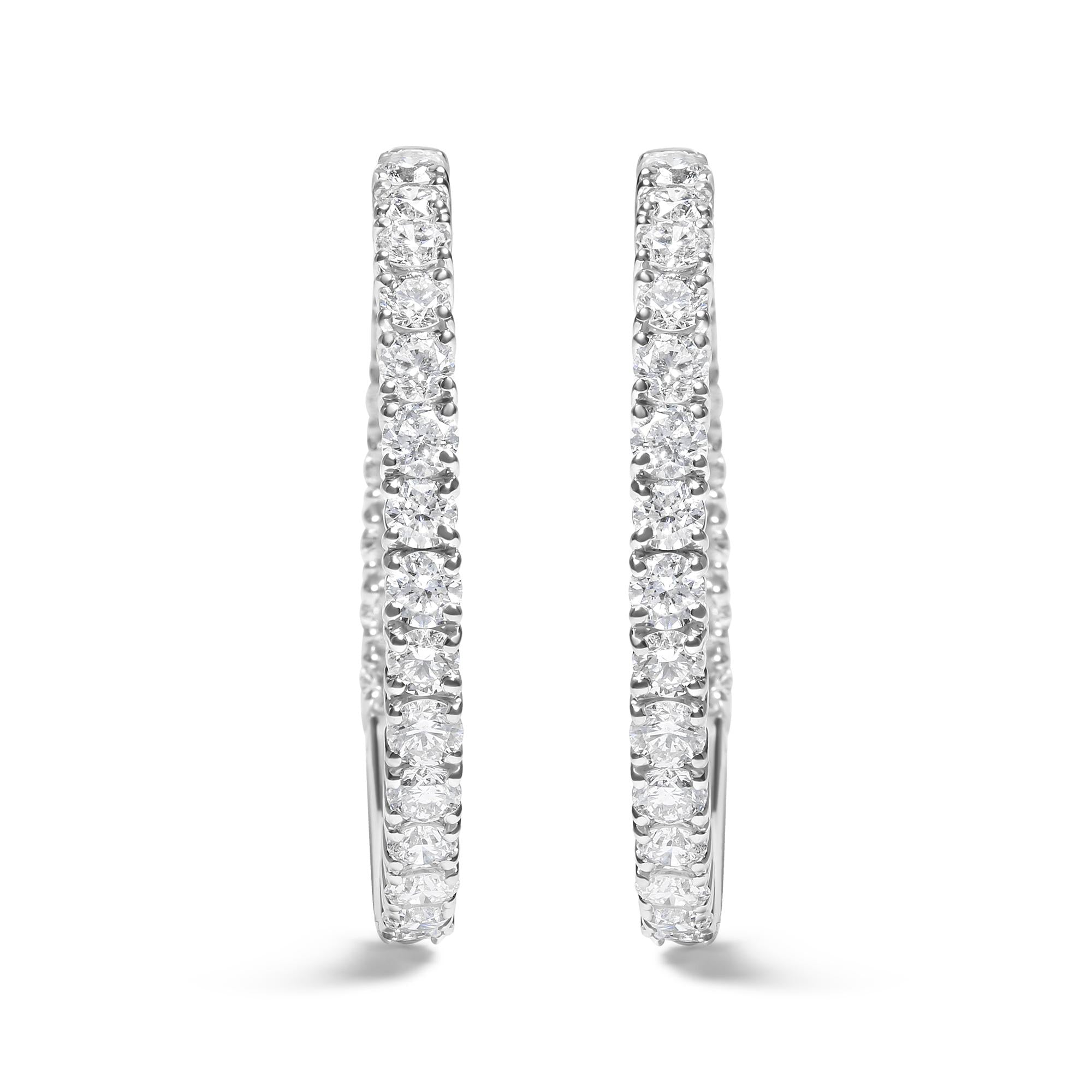 5 Ct. T.W. 50-Stone Lab-Grown Diamond Inside Out Hoop Earrings in 14K White Gold, photo 1