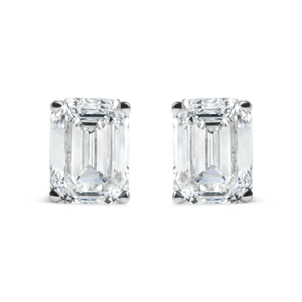 2 Ct. T.W. Emerald-Cut Lab-Grown Diamond Solitaire Stud Earrings in 14K White Gold, photo 1