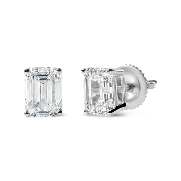 2 Ct. T.W. Emerald-Cut Lab-Grown Diamond Solitaire Stud Earrings in 14K White Gold, photo 2