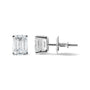 Aretes de botón solitarios con diamantes talla esmeralda cultivados en laboratorio de 2 ct. p.t. en oro blanco de 14K, foto 4