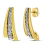 Aretes de botón Huggie graduados con diamantes redondos de 1 ct. p.t. en plata de ley bañada en oro amarillo de 10K, foto 1