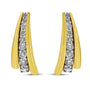 Aretes de botón Huggie graduados con diamantes redondos de 1 ct. p.t. en plata de ley bañada en oro amarillo de 10K, foto 2