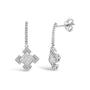 Princess and Round Diamond Geometric Composite Dangle Earrings in 10K White Gold, photo 2