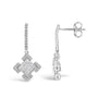 Princess and Round Diamond Geometric Composite Dangle Earrings in 10K White Gold, photo 4