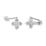 Princess and Round Diamond Geometric Composite Dangle Earrings in 10K White Gold, photo 5