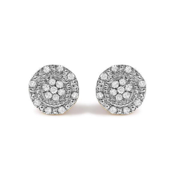 1/7 Ct. T.W. Diamond Beaded Halo Stud Earrings in 10K Yellow Gold, photo 1