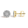 Aretes de botón con halo de cuentas y diamantes de 1/7 ct. p.t. en oro amarillo de 10K, foto 4