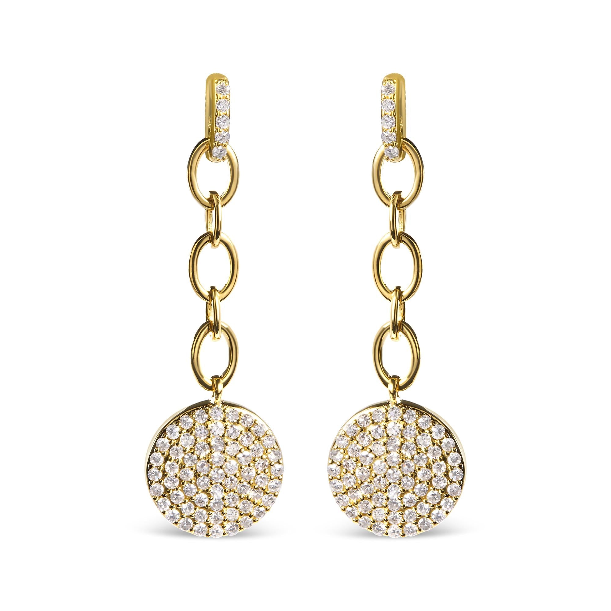 1 Ct. T.W. Diamond Chain Cluster Dangle Chain Earrings in 14K Yellow Gold, photo 1