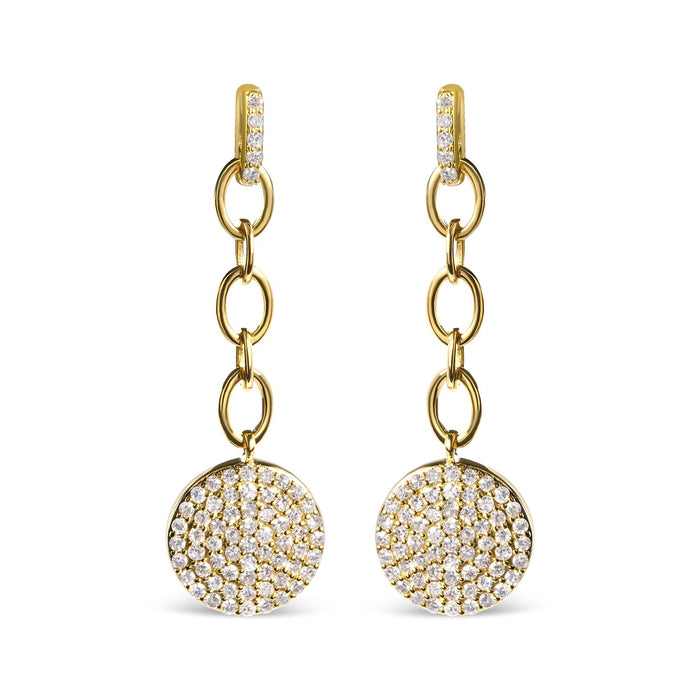 1 Ct. T.W. Diamond Chain Cluster Dangle Chain Earrings in 14K Yellow Gold, photo 1