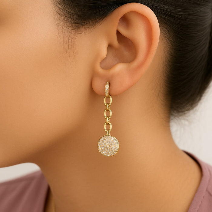 1 Ct. T.W. Diamond Chain Cluster Dangle Chain Earrings in 14K Yellow Gold, photo 3