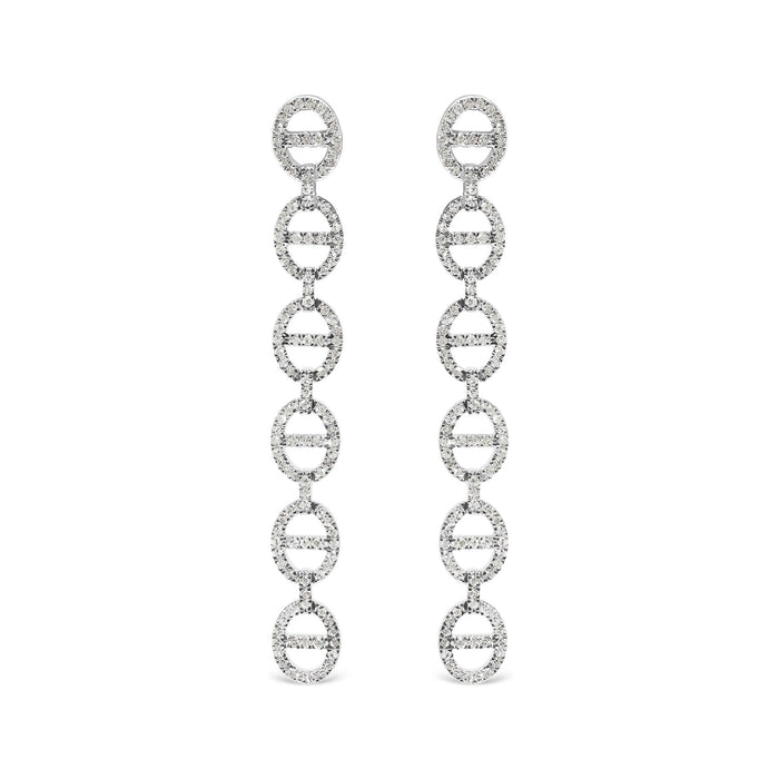 1 Ct. T.W. Diamond Oval Design Dangle Earrings in Sterling Silver, photo 1