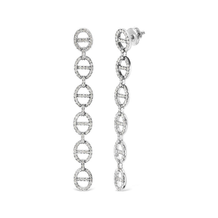 1 Ct. T.W. Diamond Oval Design Dangle Earrings in Sterling Silver, photo 2