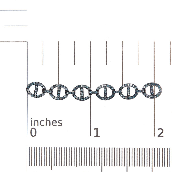 1 Ct. T.W. Treated Blue Diamond Linked Circle Drop Earrings in Sterling Silver, photo 5