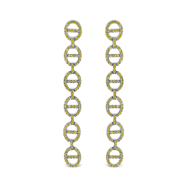 1 Ct. T.W. Treated Yellow Diamond Linked Circle Drop Earrings in Sterling Silver, photo 1