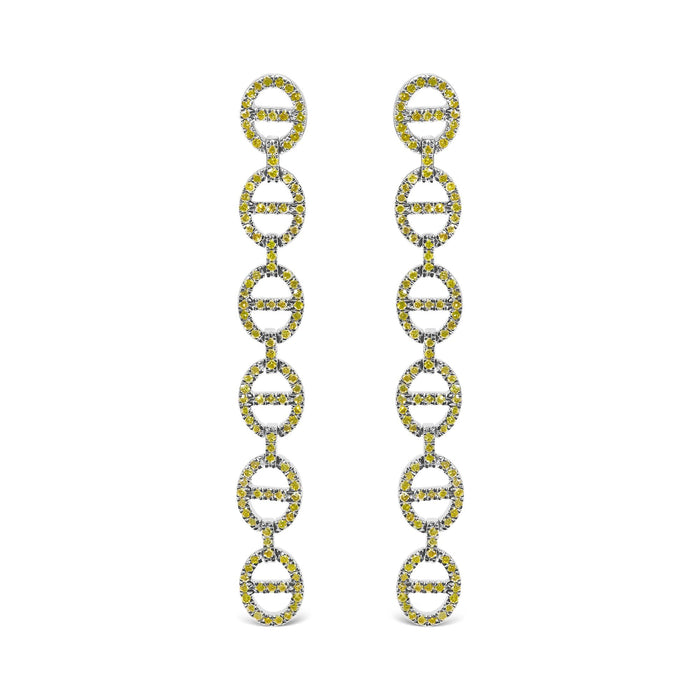 1 Ct. T.W. Treated Yellow Diamond Linked Circle Drop Earrings in Sterling Silver, photo 1