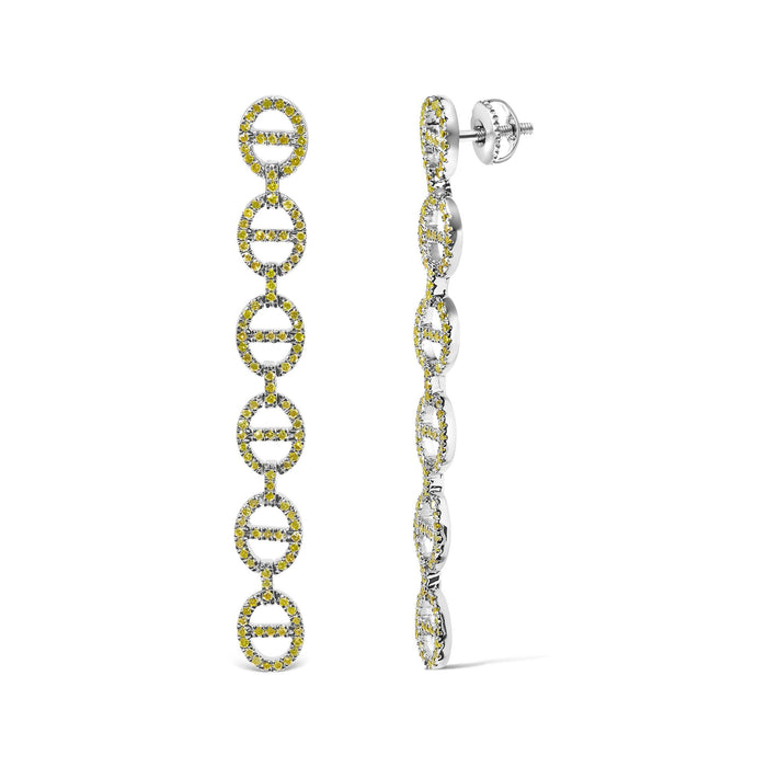 1 Ct. T.W. Treated Yellow Diamond Linked Circle Drop Earrings in Sterling Silver, photo 2