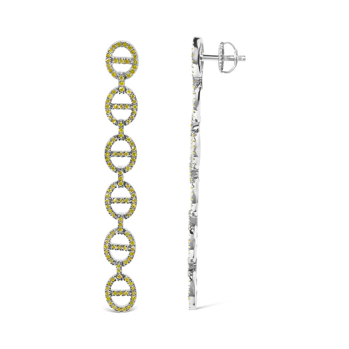 1 Ct. T.W. Treated Yellow Diamond Linked Circle Drop Earrings in Sterling Silver, photo 4