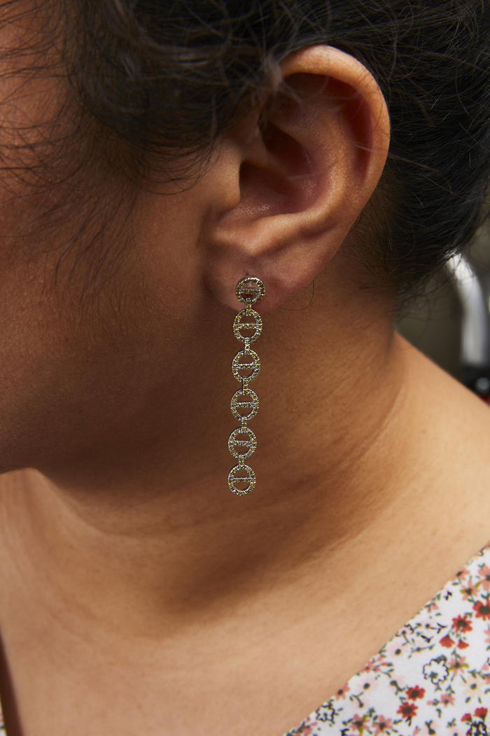 1 Ct. T.W. Treated Yellow Diamond Linked Circle Drop Earrings in Sterling Silver, photo 3