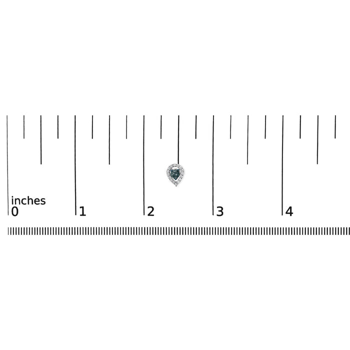 Aretes de botón de halo en forma de pera con diamantes azules y blancos de 1/2 ct. p.t. en plata de ley, foto 5