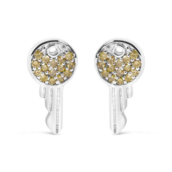 1/6 Ct. T.W. Yellow Treated Diamond Charm Earrings in Sterling Silver, photo 1