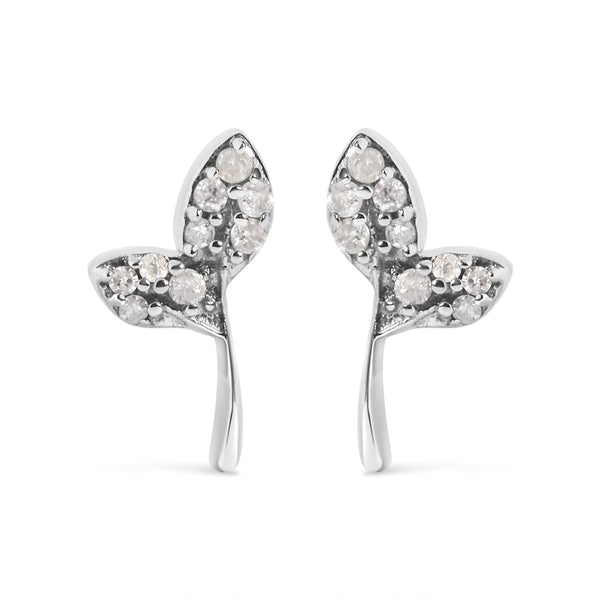 1/16 Ct. T.W. Diamond Leaf Earrings in Sterling Silver, photo 1