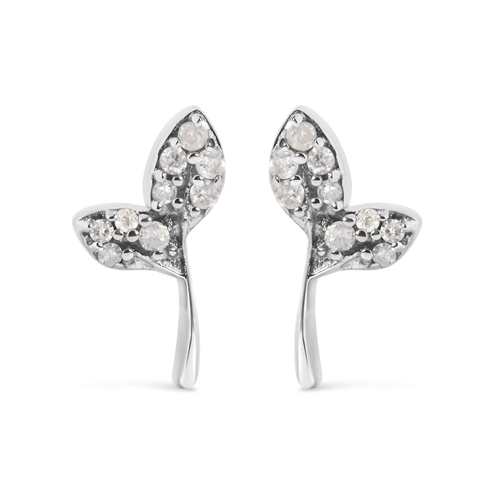 1/16 Ct. T.W. Diamond Leaf Earrings in Sterling Silver, photo 1
