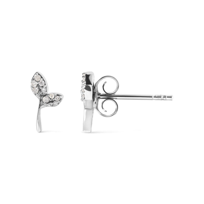 1/16 Ct. T.W. Diamond Leaf Earrings in Sterling Silver, photo 4