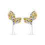 Aretes de hoja con diamantes amarillos tratados de 1/16 ct. p.t. en plata de ley, foto 1