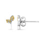 Aretes de hoja con diamantes amarillos tratados de 1/16 ct. p.t. en plata de ley, foto 4