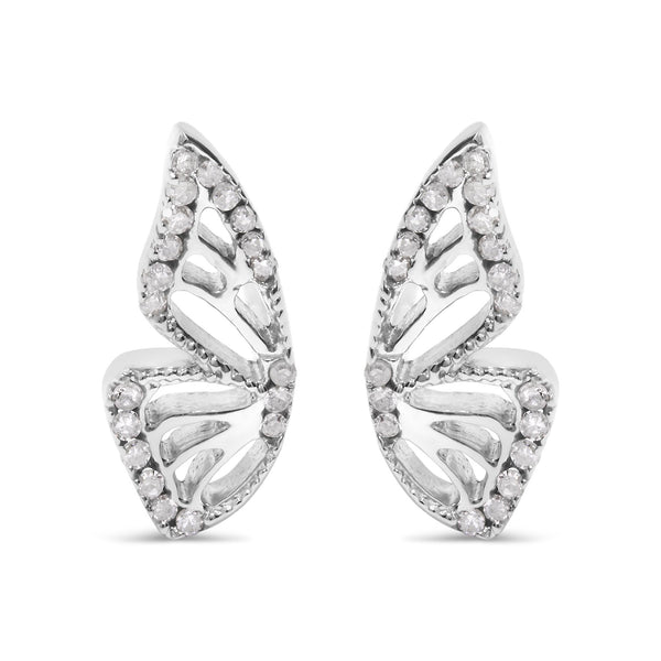 1/6 Ct. T.W. Diamond Butterfly Earrings in Sterling Silver, photo 1