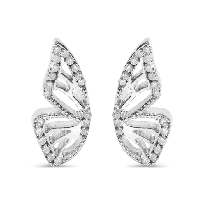 Aretes de mariposa con diamantes de 1/6 ct. p.t. en plata de ley, foto 1