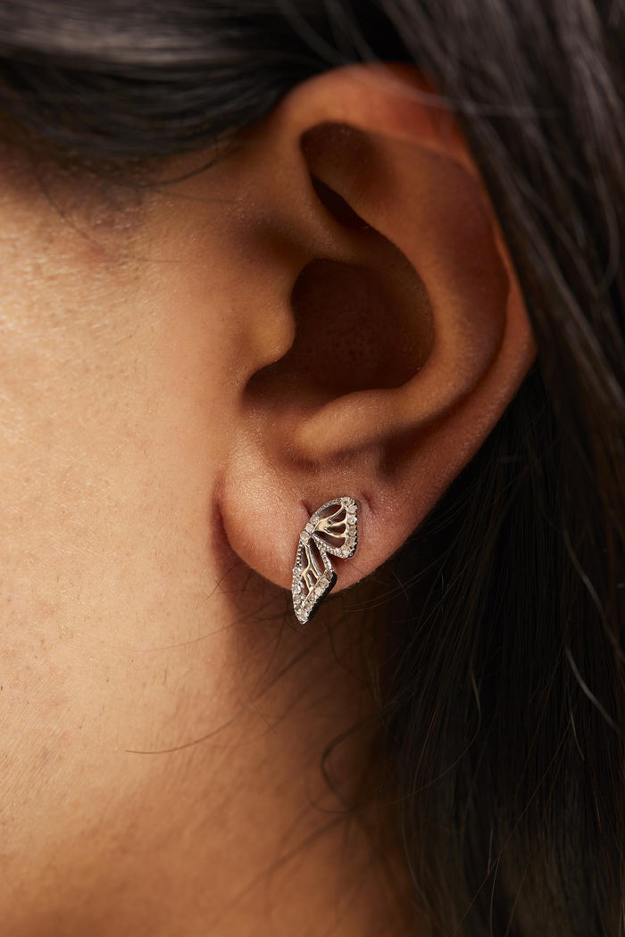 Aretes de mariposa con diamantes de 1/6 ct. p.t. en plata de ley, foto 3